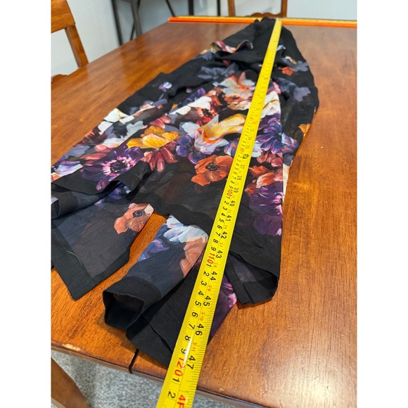 Rachel Zoe Black Floral Sheer Duster Cardigan Kimono One Size Boho Festival Chic - Picture 4 of 9